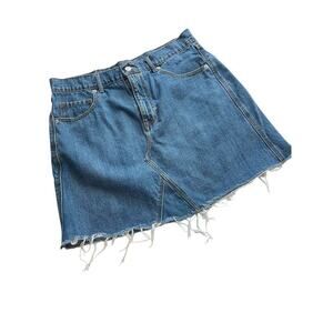 Old Navy Denim Skirt Women Size 12 Raw Hem Cotton Boho Western Short Denim Skirt